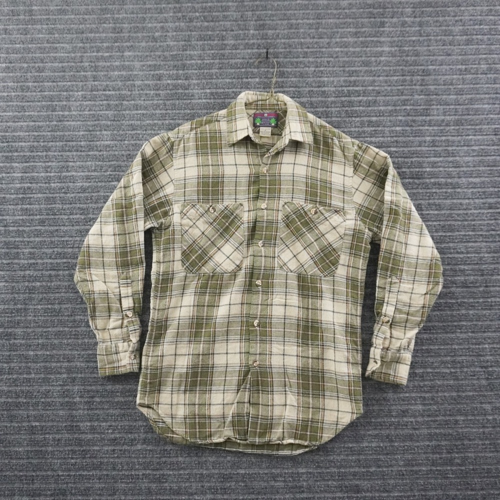 Vintage 90s Banana Republic Flannel Shirt Mens S Green Plaid Safari Tag
